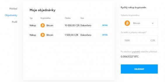 Přehled účtu Bitbeli
