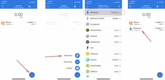 Návod jak přidat kryptoměny do aplikace Coinomi